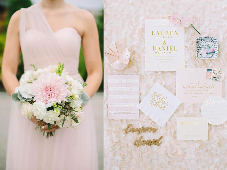 mariage theme romantique, mariage rose poudre et argent 